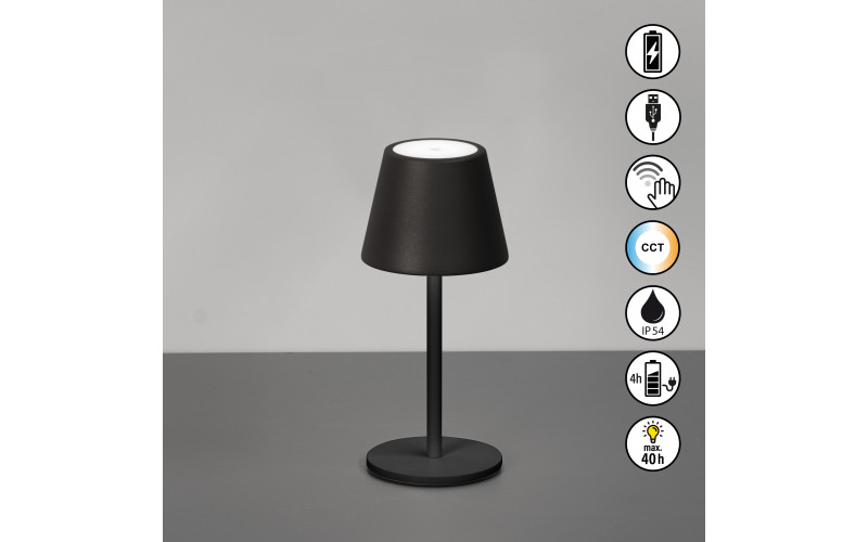 Salerno - Tischleuchte Sandschwarz - H20cm