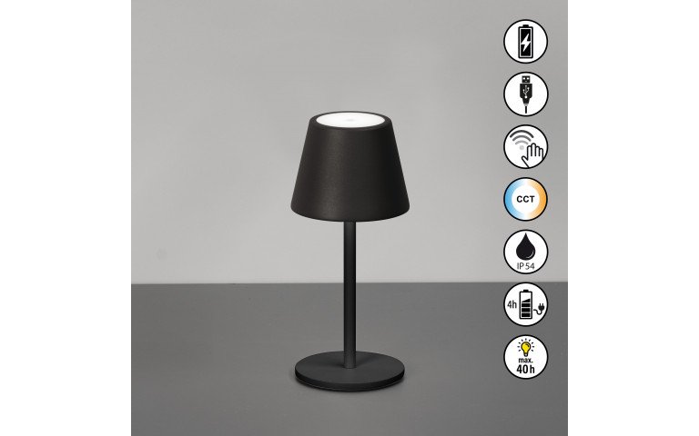 Salerno - Tischleuchte Sandschwarz - H20cm