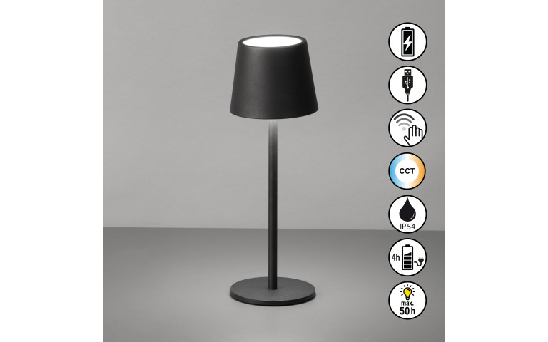 Roxi - Tischleuchte Sandschwarz -  H27.5cm