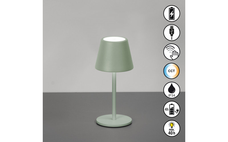 Salerno - Tischleuchte Salbeigrün - H20cm